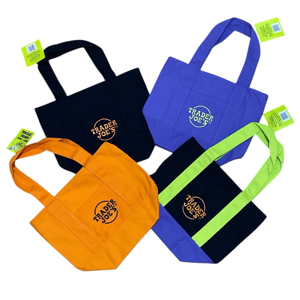 Trader Joe’s Fall 2025 Halloween Colors Set of 4 Mini Canvas Totes